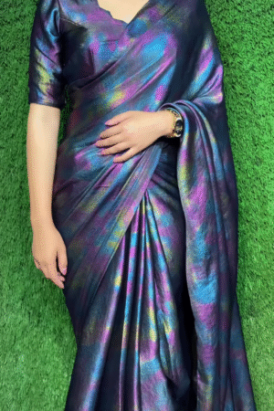 multicolour printed ready to wear silk saree