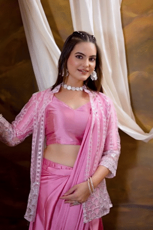 Pink Designer Soft Silk Ready to Wear Saree