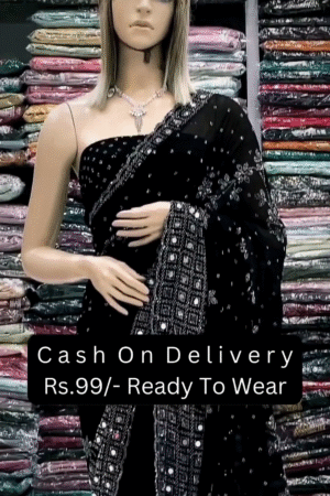 🖤 Glam Black Ready-to-Wear Saree ✨