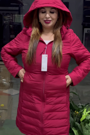 ❄️ Winter Luxe Puffer Coat – Gray, Red, Yellow & Black Edition 🖤❤️💛🌫️