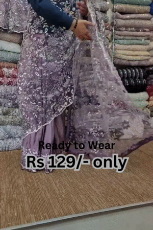 Elegant Purple Net Saree with Intricate Design
