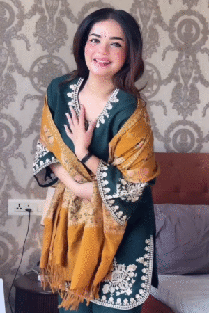 Dark Green Embroidered Suit Set with Mustard Dupatta – Elegant Festive Ethnic Wear