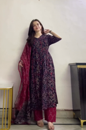 Royal Indigo Printed Kurta Set with Dupatta