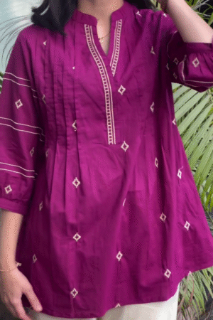 Royal Plum Embroidered Kurti