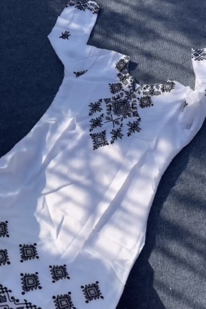 Elegant White & Black Embroidered Ethnic Kurti Set – Graceful Traditional Wear