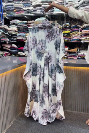 Elegant Floral Printed Kaftan Dress for Women – Soft, Flowy & Graceful Wear