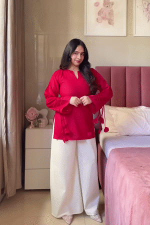 Scarlet Charm Tie-Detail Top