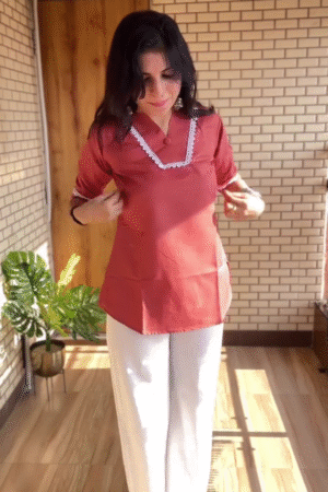 Rust Charm Lace-Detail Top
