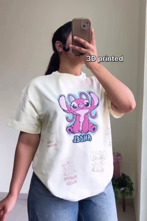 Angel 3D Printed Oversized Graphic Tee