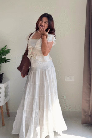 Red Floral Boho Maxi Skirt