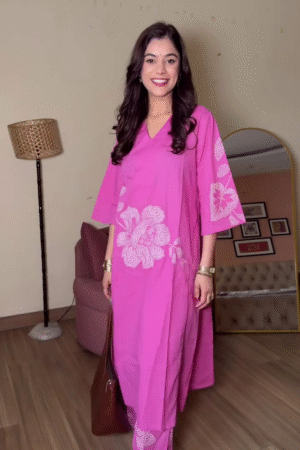 Pink Floral Kurta Set
