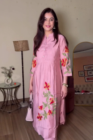 Pastel Pink Embroidered Kurta Set