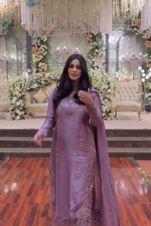 Lavender Embroidered Festive Suit with Regal Elegance