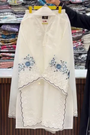 Sage Green Embroidered Kurti Set with Dupatta