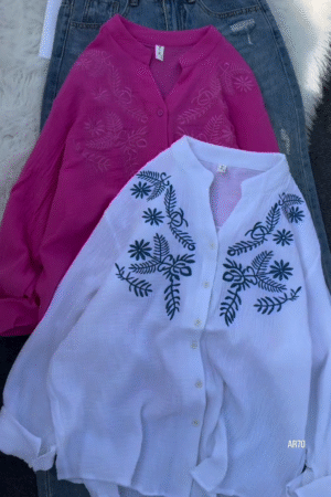 Elegant Embroidered Casual Shirt