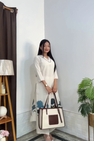 Stylish Brown Printed Long Kurti Dress